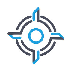 Poster - Stylized Target Icon in Blue and Gray with Dark Background Illustration