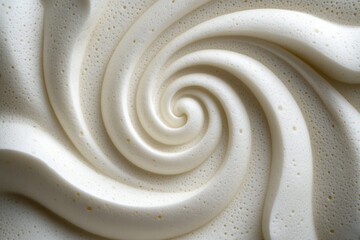 Poster - Whipped cream in a swirling pattern showing creamy texture and frothy surface details at close range