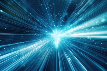 Poster - Abstract Blue and White Light Streaks Background