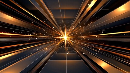 Aufkleber - Digital-style background with glowing orange lines crossing over a deep dark backdrop