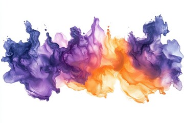 Leinwandbilder - Colorful abstract swirl blending purple, orange, and pink hues in a dynamic pattern on a white background