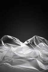 Poster - Abstract Grayscale Crumpled Fabric Landscape