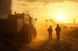 © sahruddin - Mining workers operating heavy machinery