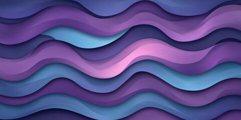 Poster - Abstract Layered Wave Pattern in Purple Blue and Pink Hues