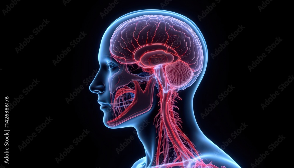 Human Brain and Nervous System Anatomy: A 3D Medical Illustration Stock ...