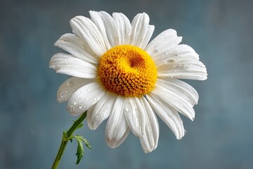 Poster - Close-up view of a fresh daisy flower with droplets of water on its petals