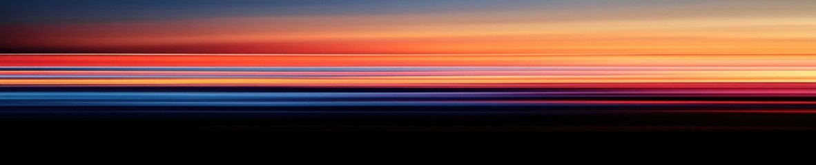 Poster - Abstract Sunset Motion Horizontal Streaks of Blue, Red, and Pink