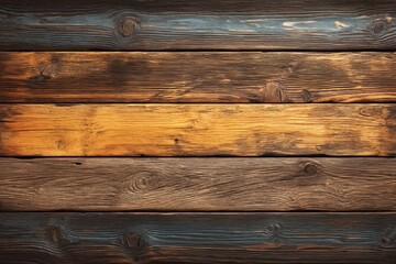 Poster - Colorful wooden planks arranged in a rustic pattern with natural textures and hues in a warm-toned setting
