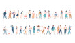 © Oksana - People crowd. Background flat design people vector bundle isolated on white background. Men and women, parents, kids walking outdoor.