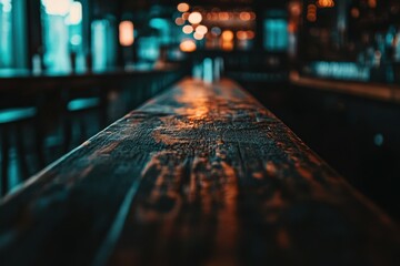Poster - Rustic bar top, dimly lit