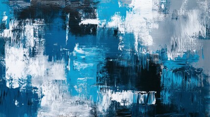 Poster - Abstract blue, white, and grey acrylic painting texture.