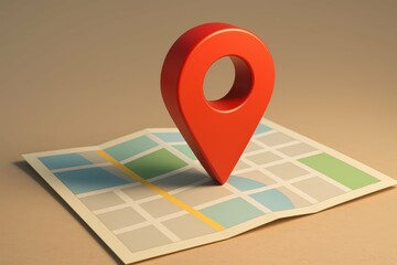 Poster - 3D Map Pin Marker on Simple Map Background for Navigation Concept