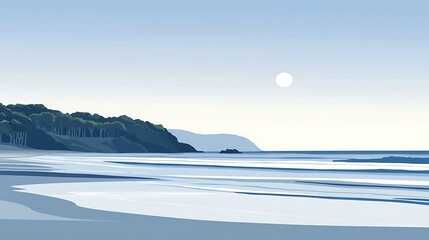 Wall Mural - Serene Coastal Dawn Landscape.