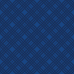Poster - Indigo trellis Geometric pattern of circles  squares creates depth