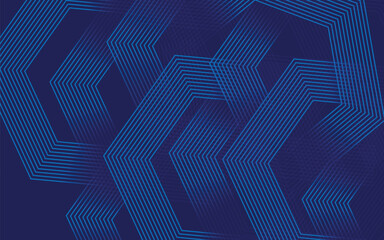 Poster - Blue stacked arrows creating an abstract geometric graphic