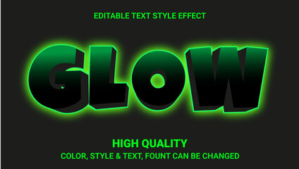 Poster - Editable glowing green 3d text effect with black bold word glow on dark background for design use	