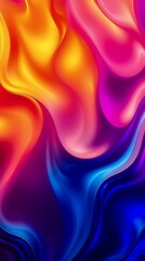 Poster - Vibrant Abstract Gradient Waves: Yellow, Pink, Blue, and Purple
