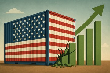 Poster - Growth of Industry Visualized with Container and Rising Chart Elements