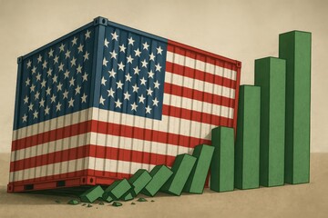 Poster - Growth Indicators and Container Theme with American Flag Motif