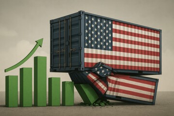 Poster - American Flag Container Growth Chart with Crushing Elements