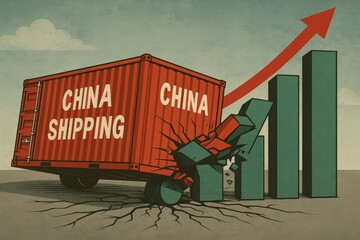 Poster - Container Growth in Shipping Industry with Rising Graph Illustration
