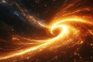 Fototapete - A fiery cosmic swirl, a mesmerizing nebula of swirling orange and gold energy in deep space.