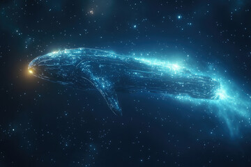 Poster - A luminous whale-like entity traverses the cosmos, its form composed of constellations and starlight.