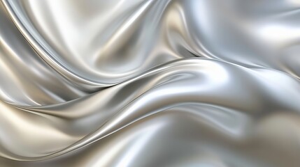 Poster - Elegant Silver Fabric Drape Smooth Shiny Luxurious Textile Background Silver Waves Soft Flowing Abstract Texture Metallic Gleam High Resolution Design Element Premium Quality Modern Style Subtle      