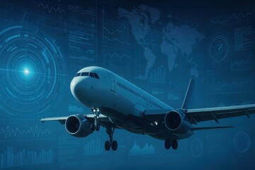 Poster - Advanced Aviation Innovation Concept with Digital Interface Background