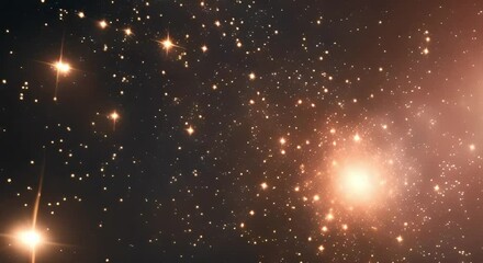 Wall Mural - Glowing Gold and Orange Stars in Dark Cosmic Background