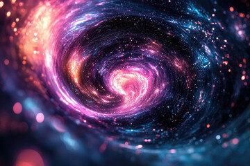 Poster - A mesmerizing cosmic swirl, glowing with vibrant pinks, blues, and oranges, evoking a sense of wonder and the infinite expanse of space.