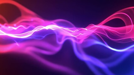 Poster - vibrant abstract waves of pink and purple light dynamic flow of energy and movement in digital desig