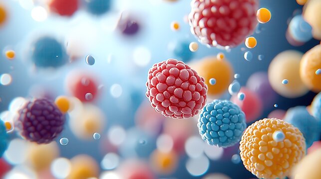 Colorful Spheres Floating in a Bright Background
