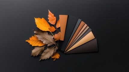 Poster - A black background with a variety of brown and tan leather samples