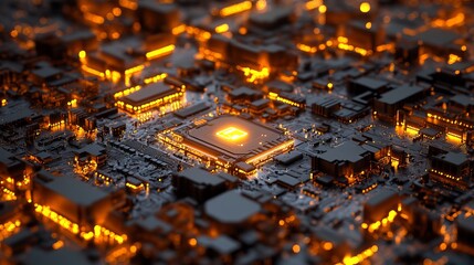 Poster - abstract technology background glowing circuit board digital art modern design futuristic technology