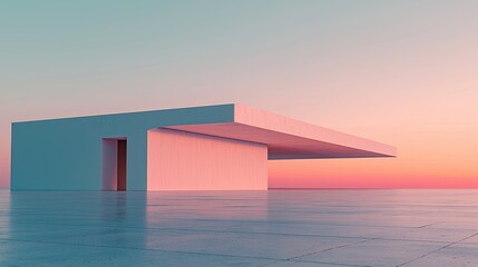 Poster - A futuristic flat fiberglass rooftop reflecting golden sunset tones in a serene urban setting