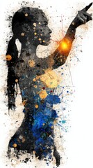 Poster - Artistic Representation of Human Silhouette with Abstract Colors and Light Elements