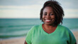 © lll - Overweight Plus-Size Woman Portrait on the Beach Enjoying a Summer Vacation