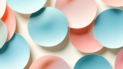 Poster - Colorful patterns come to life with softly curved paper circles arranged harmoniously on a light background, bringing artistic charm to interior decor Generative AI