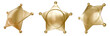 © boommaval - set of gold western sheriff police badge element 3d illustration cutout