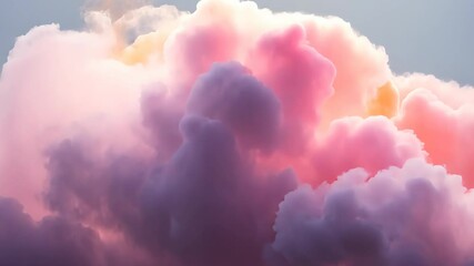Poster - Stunning clouds painted with hues of pink and orange dance in the evening sky, a breathtaking display of nature's artistry at sunset over tranquil landscapes Generative AI