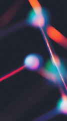 Wall Mural - futuristic abstract light streaks and blurred orbs in dark background