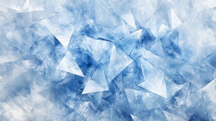 Poster - Abstract background with blue triangular shapes and textured surface.