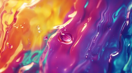 Poster - Abstract vibrant colorful liquid swirls and droplets.