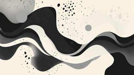 Poster - Abstract Black and White Wave Pattern Design Modern Stylish Elegant Background Texture Graphic Illustration Digital Art Premium Vector Image for Website Banner Poster Print dots waves fluid clean     