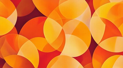 Poster - Abstract Orange Yellow Red Circles Overlapping Pattern Background Texture Design Modern Art Graphic Illustration Wallpaper Digital Print Design Element Autumn Colors Warm Tones Elegant Style image    