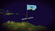 © First Dream - The Flag of Saint Lucia on the World Map, Saint Lucia map with flag 3d animation