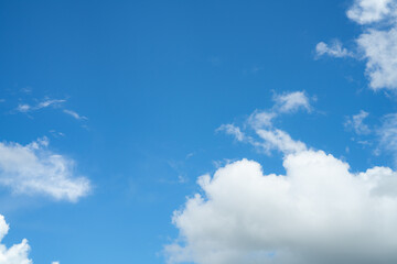 Wall Mural - beautiful blue sky filled with fluffy white cumulus clouds on a sunny summer day, symbolizing ozone 