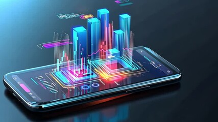 Poster - 4K holographic data visualization on smartphone shows cutting-edge technology