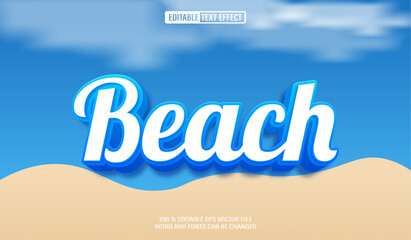 Leinwandbilder - Editable 3d text style effect - Beach text effect Template